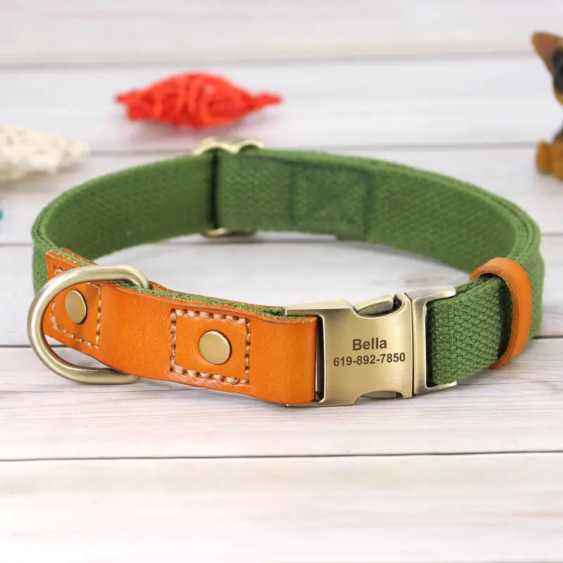 BAB Dog Fashion Collar - Green/Natural