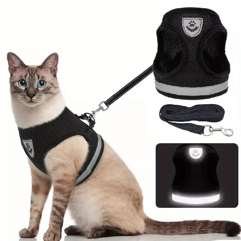 Soft Mesh Cat Harness - Black