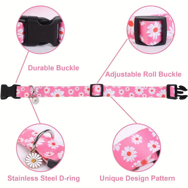 BAB Dog Fashion Collar - Pink Daisy