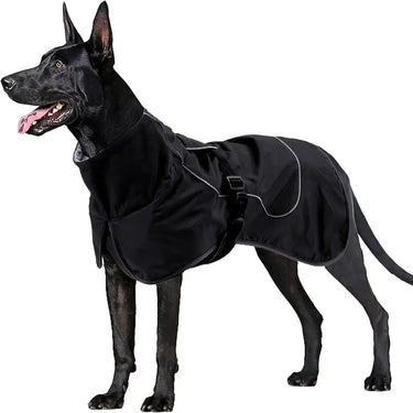 Dog Raincoat Fleece Lined Waterproof- Black
