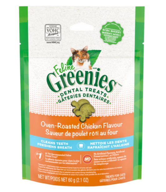 Feline Greenies: Adult Dental Oven Roasted Chicken Flavour - 60g