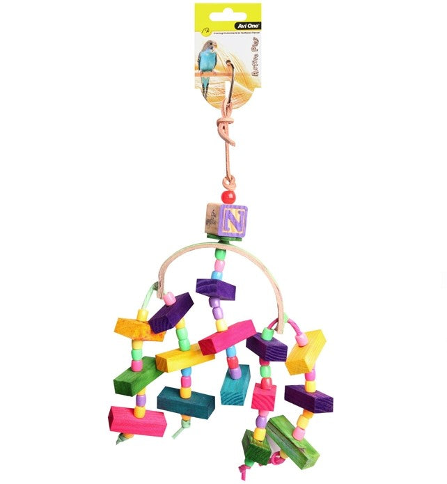 AviOne: Bird Toy Arc With Wooden Blocks And Beads - 34cm