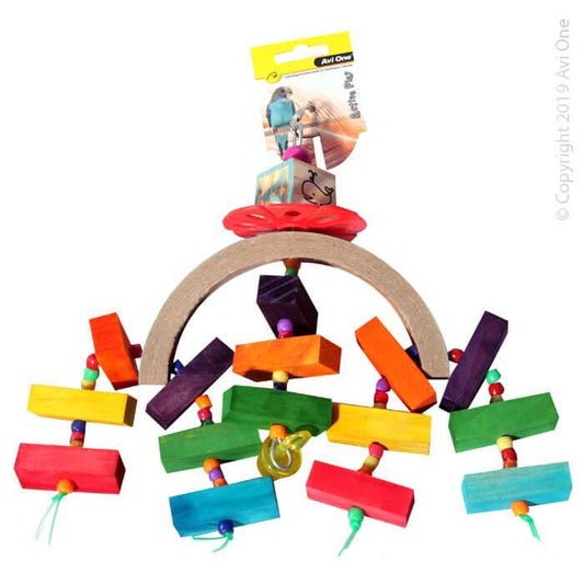 AviOne: Bird Toy Paper Arc with Wooden Blocks & Beads 25cm