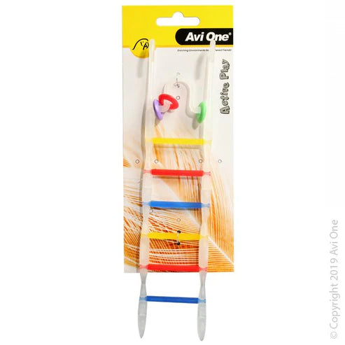 AviOne: Bird Toy Translucent Multi Coloured Ladder W/beads