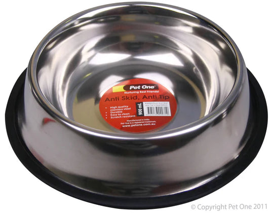 PetOne Bowl Anti Skid Anti Tip S/steel 900ml