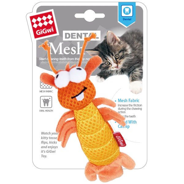 GiGwi: Dental Mesh Catnip Cat Toy Shrimp