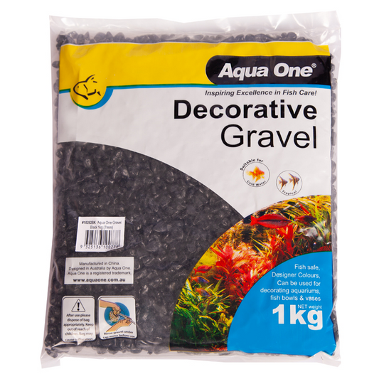 AquaOne: Gravel - Black, 1kg, (7mm)