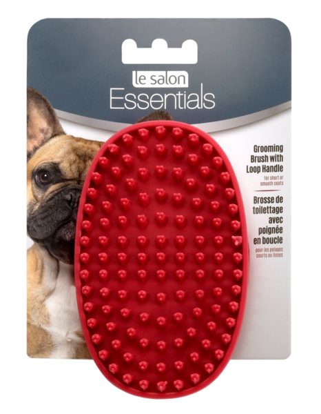 Le Salon: Essentials Dog Rubber Grooming Brush With Loop Handle