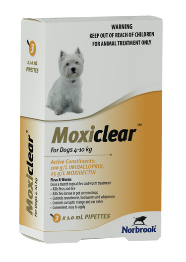 Moxiclear Spot-On Dog Flea & Worm Treatment 3pk