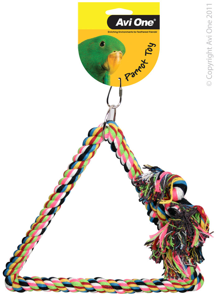 AviOne: Parrot Toy Triangle Rope Swing - 20mm x 35cm