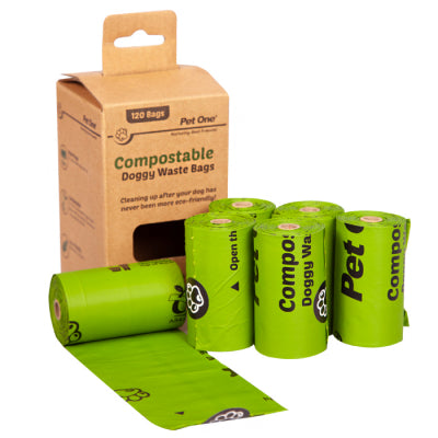 PetOne Doggy Waste Compostable 6 Roll x 20 Bags per roll