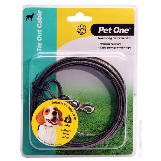 PetOne Tie Out Cable 5M 3mm for Dogs up to 15kg