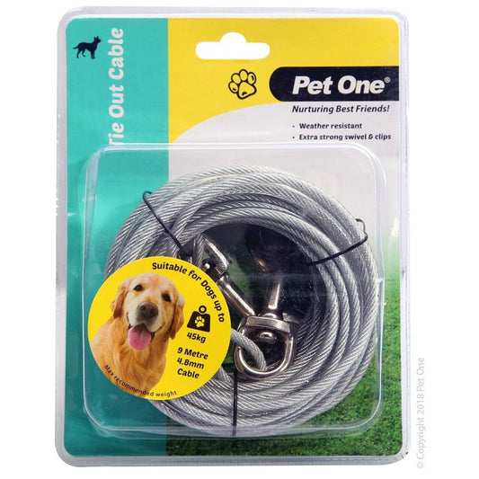 PetOne Tie Out Cable 9M 4.8mm for Dogs up to 45kg