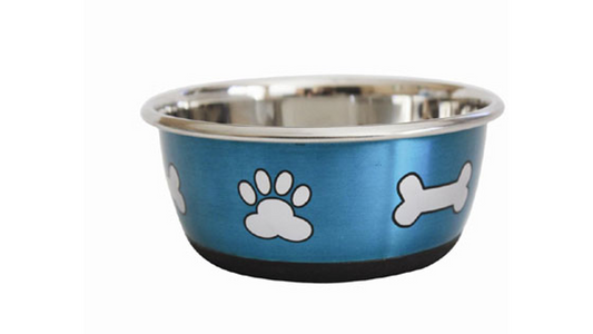 Durabolz: Paw & Bone Metallic Blue Bowl