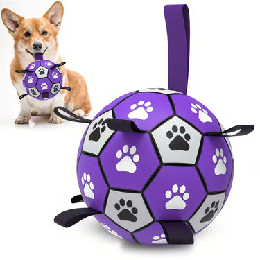 Dog Soccer Ball Durable Rubber with Straps