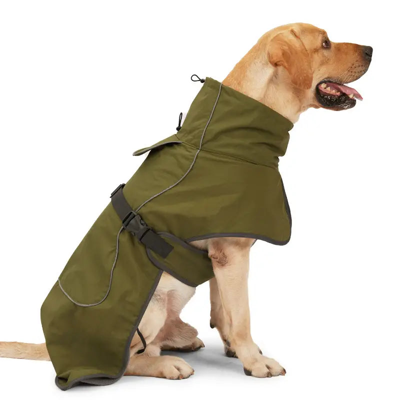 Fleece Lined Waterproof Raincoat - Army Green