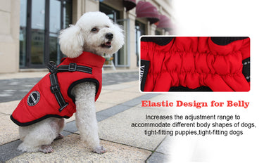 Dog Rain Jacket Waterproof with Harness - Red