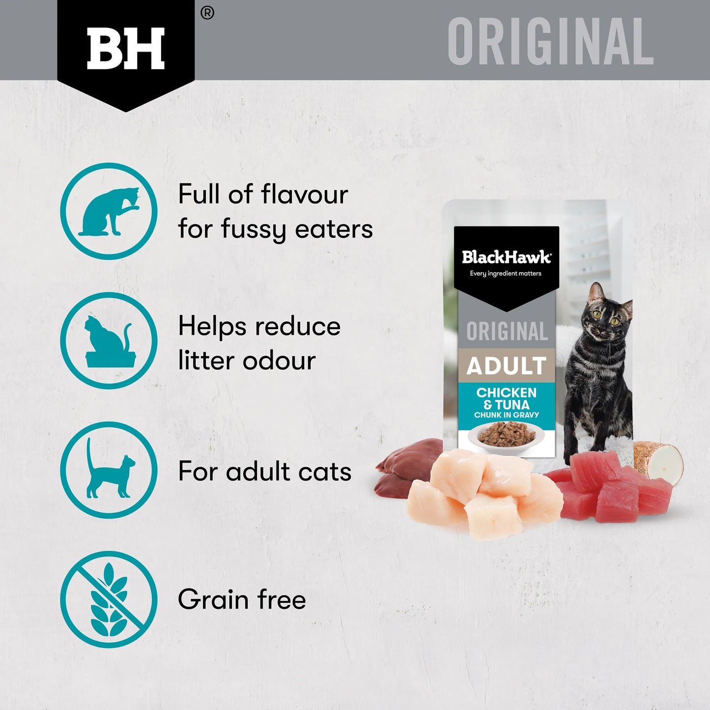 BlackHawk (NEW): Cat Healthy Benefits Chicken, Tuna, Gravy Pouch