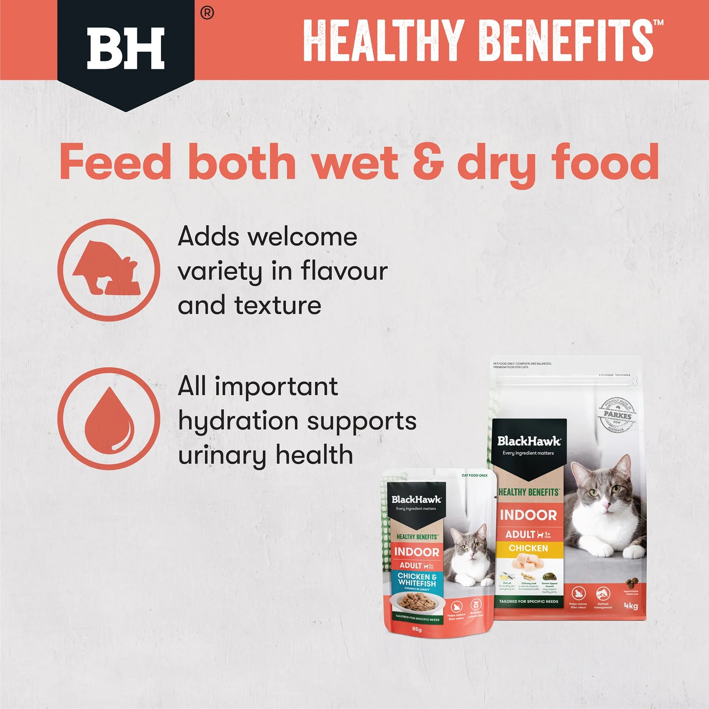 BlackHawk: Cat Indoor Healthy Benefits Chicken, Fish, Gravy Pouch