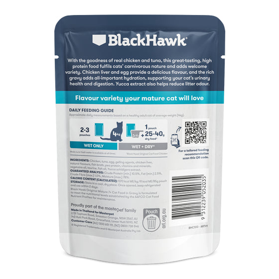 BlackHawk (NEW): Cat Mature - Original Chicken, Tuna, Gravy Pouch