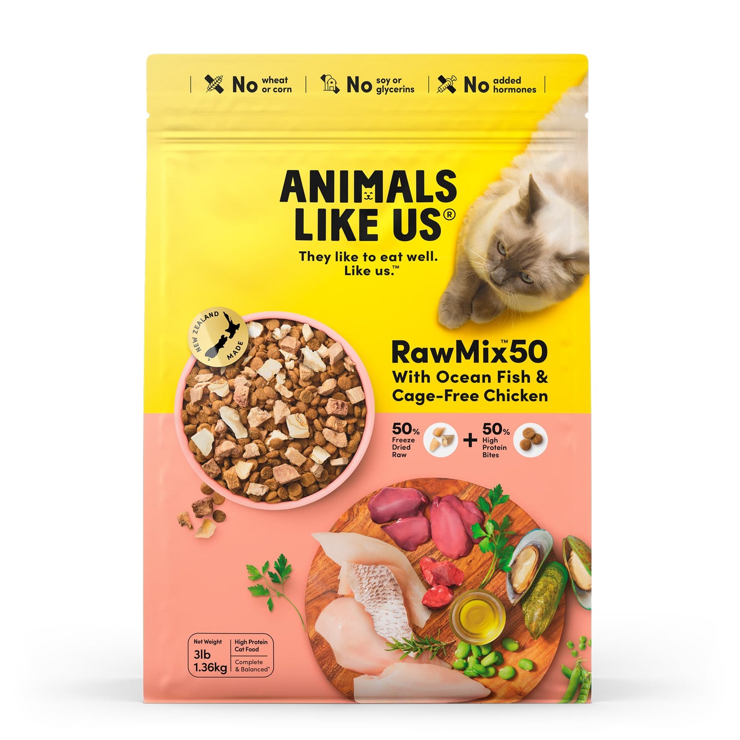 Animals Like Us: CAT RawMix50 with Fish/Chicken 1.36kg