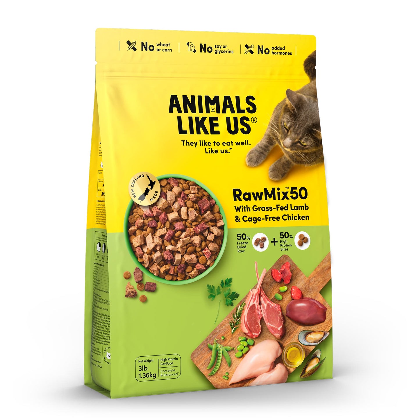 Animals Like Us: CAT RawMix50 with Lamb/Chicken 1.36kg