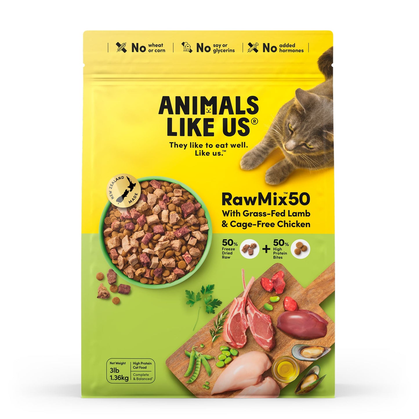 Animals Like Us: CAT RawMix50 with Lamb/Chicken 1.36kg