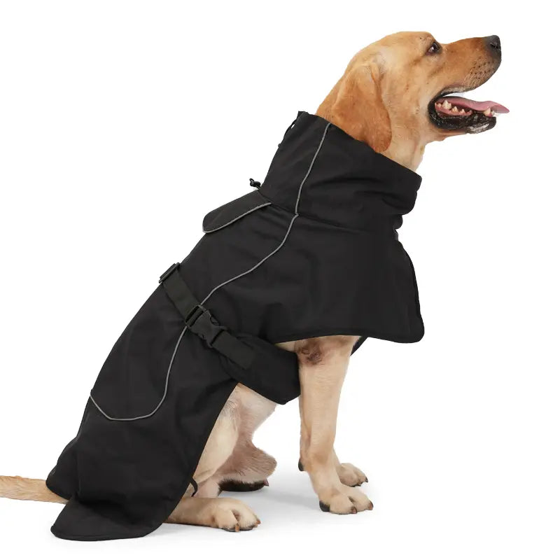 Fleece Lined Waterproof Raincoat - Black