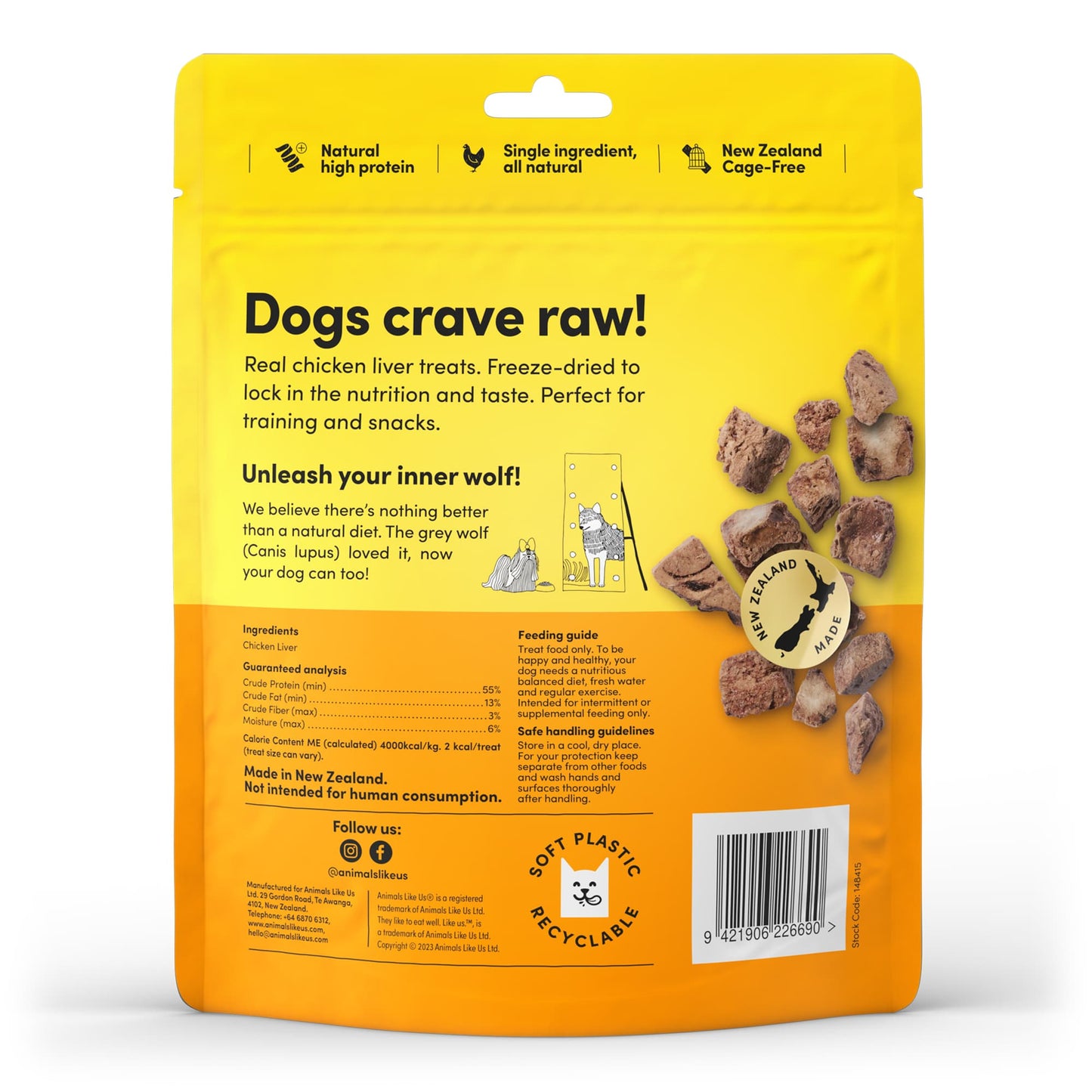 Animals Like Us: DOG Chicken Liver Freeze-Dried Raw Dog Treats 85g