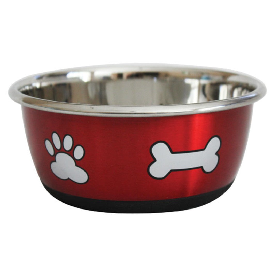 Durabolz: Paw & Bone Metallic Red Bowl