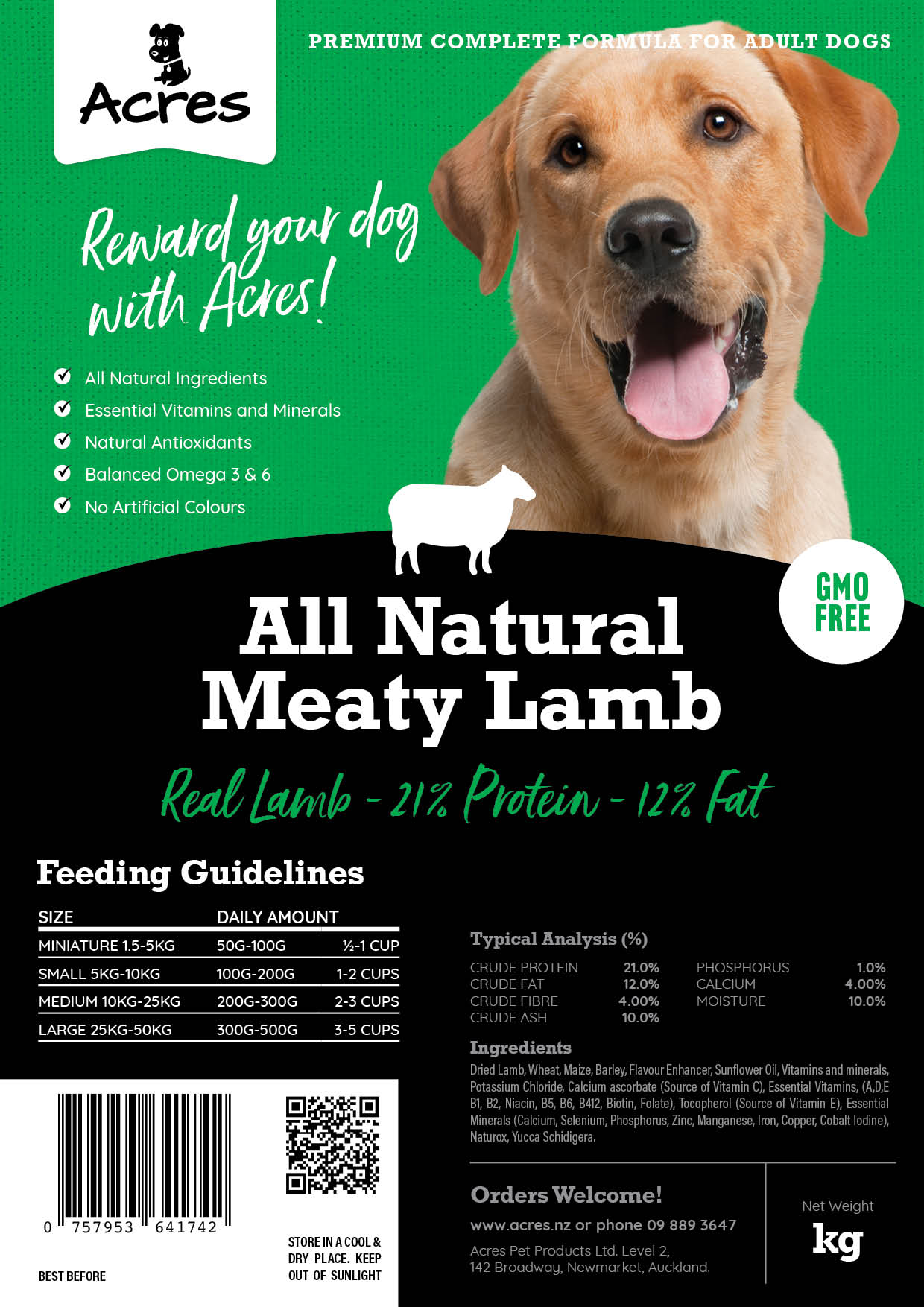 Acres: All Natural Meaty Lamb Dog Food